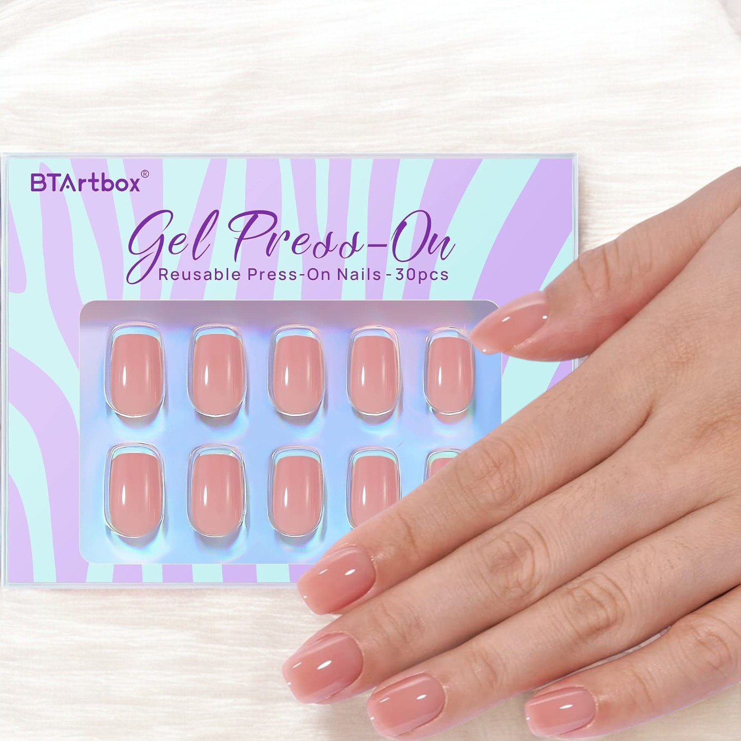 Caramel Press On Nails Almond - BTArtbox, 30PCS, Caramel