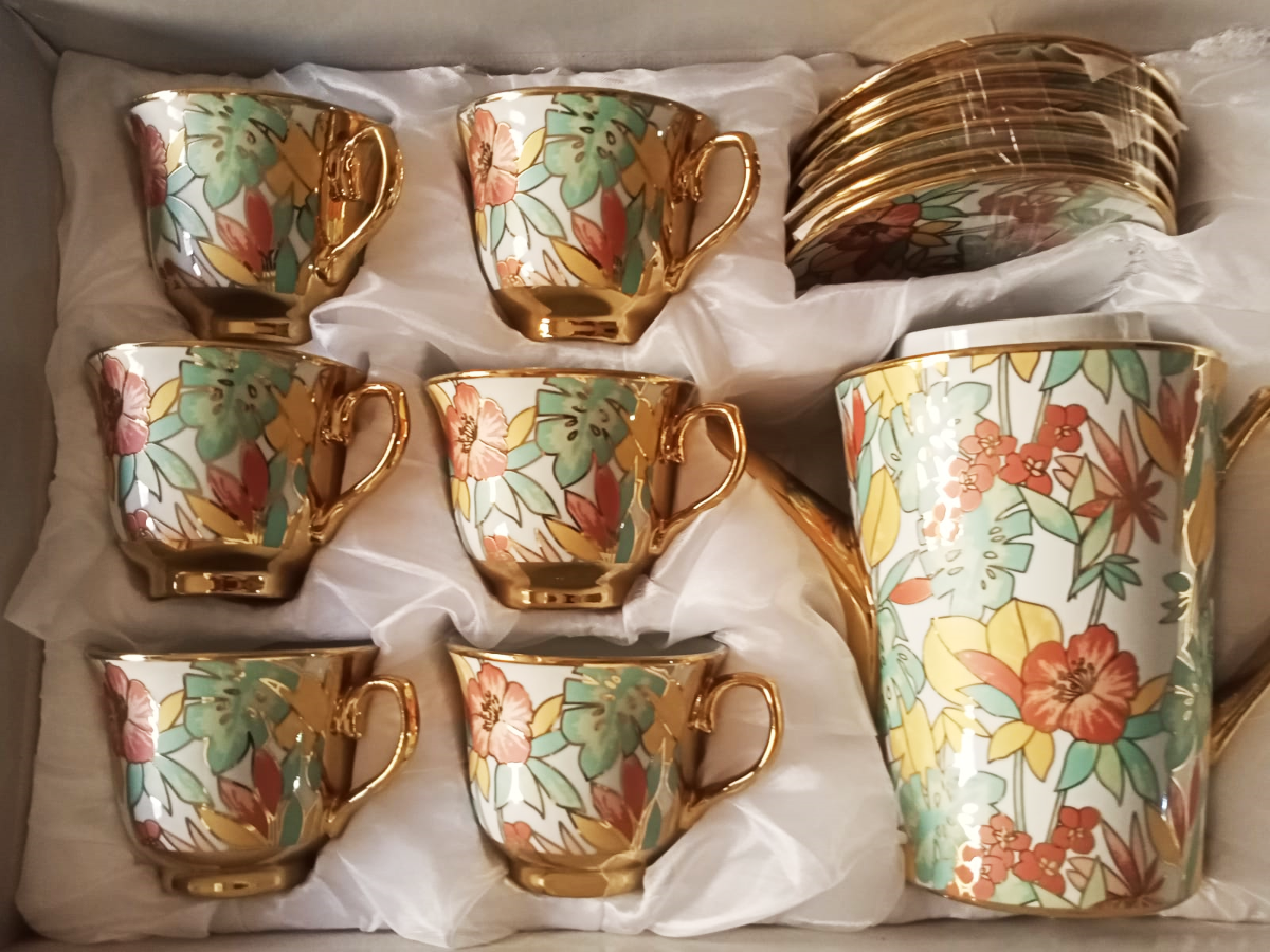 Classical 13 Pcs Tea Set by Lifestyle, Royal Teapot, Porcelain Te