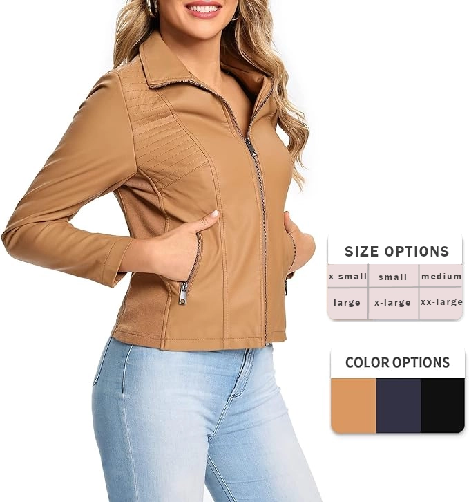 Women's Faux Leather Zip Up 