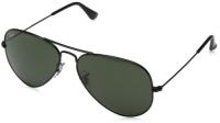 Ray-Ban 0RB3025 Aviator Metal Non-Polarized Sunglasses, Black/ Gr