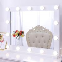 Chende Large Vanity Hollywood LED Makeup Wall Mirror with Lights - Gloss White Metal Frame Design