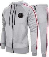 DUOFIER Men's Hooded Athletic Tracksuit Casual Full Zip Jogging Sweatsuits