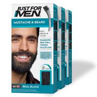 Just For Men Mustache & Beard, M-55, 3 Pack - Real Black