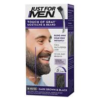 Just For Men Touch of Gray Mustache & Beard, Beard Coloring for Gray Hair with Brush Included Dark Brown & Black, B 45, 55