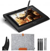 Parblo 10.1" Coast10 Graphics Drawing Tablet LCD Monitor with Cordless Battery-free Pen +Wool Liner Bag