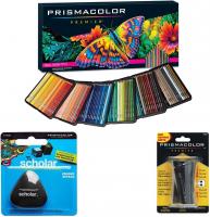 Prismacolor Colored Pencils Box of 150 Assorted Colors, Triangular Scholar Pencil Eraser and Premier Sharpener