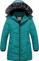 Pursky Girls' Warm Winter Long Coat, Waterproof Puffer Jacket Wit