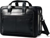 Samsonite Leather Expandable Briefcase, One Size - Black