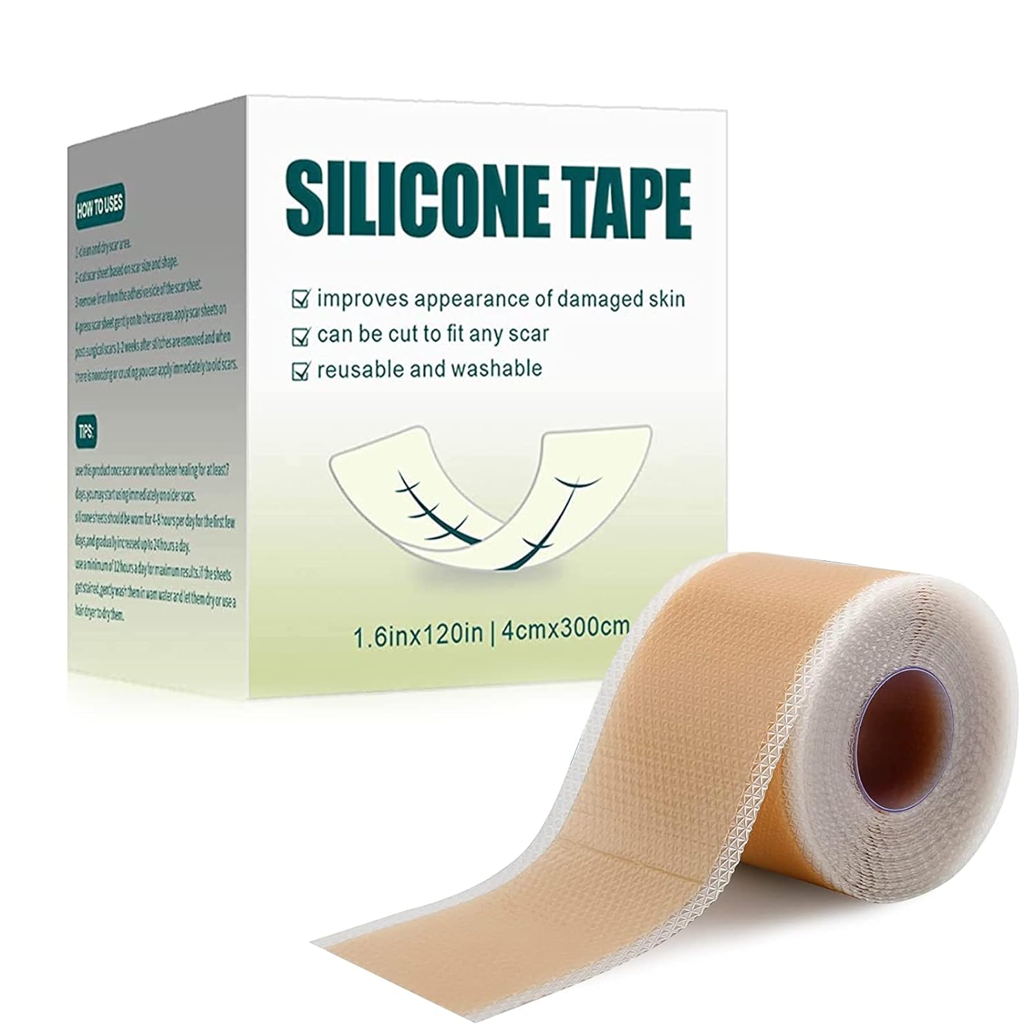 Silicone Scar Sheets 1.6” x 120” Tape Roll for Surgical Scars