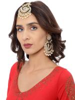 Zaveri Pearls Gold Tone Kundan & Pearls Traditional Earring & Maangtikka Set For Women-ZPFK8541