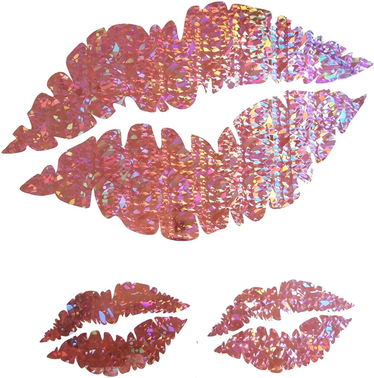 Pink Sweet Lips Sexy Kisses Holographic Vinyl Sticker for Laptop Fridge Tumbler 3 Packs - 0.42oz