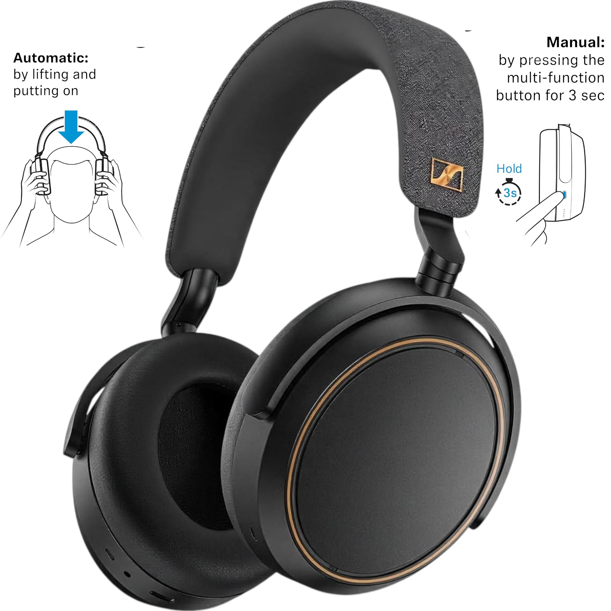 Sennheiser MOMENTUM 4 Wireless Noise Cancelling Headphones – Premium Over-Ear Bluetooth Headset with Adaptive ANC, 60h Battery Life & Crystal-Clear Calls (Black/Copper, Imported)