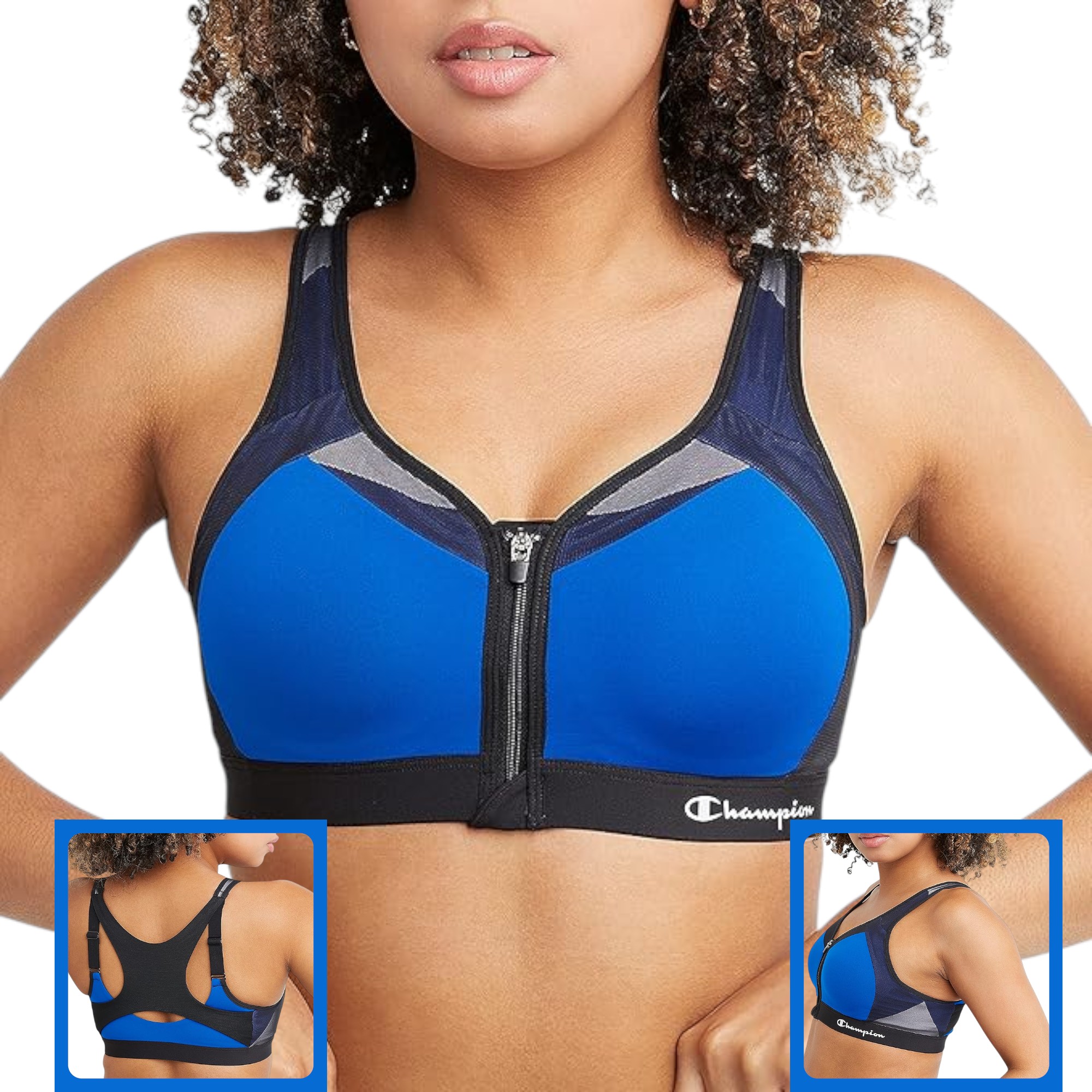 Champion Women's Motion Control Zip High-Impact Sports Bra | Wire-Free, Maximum Support for Active W