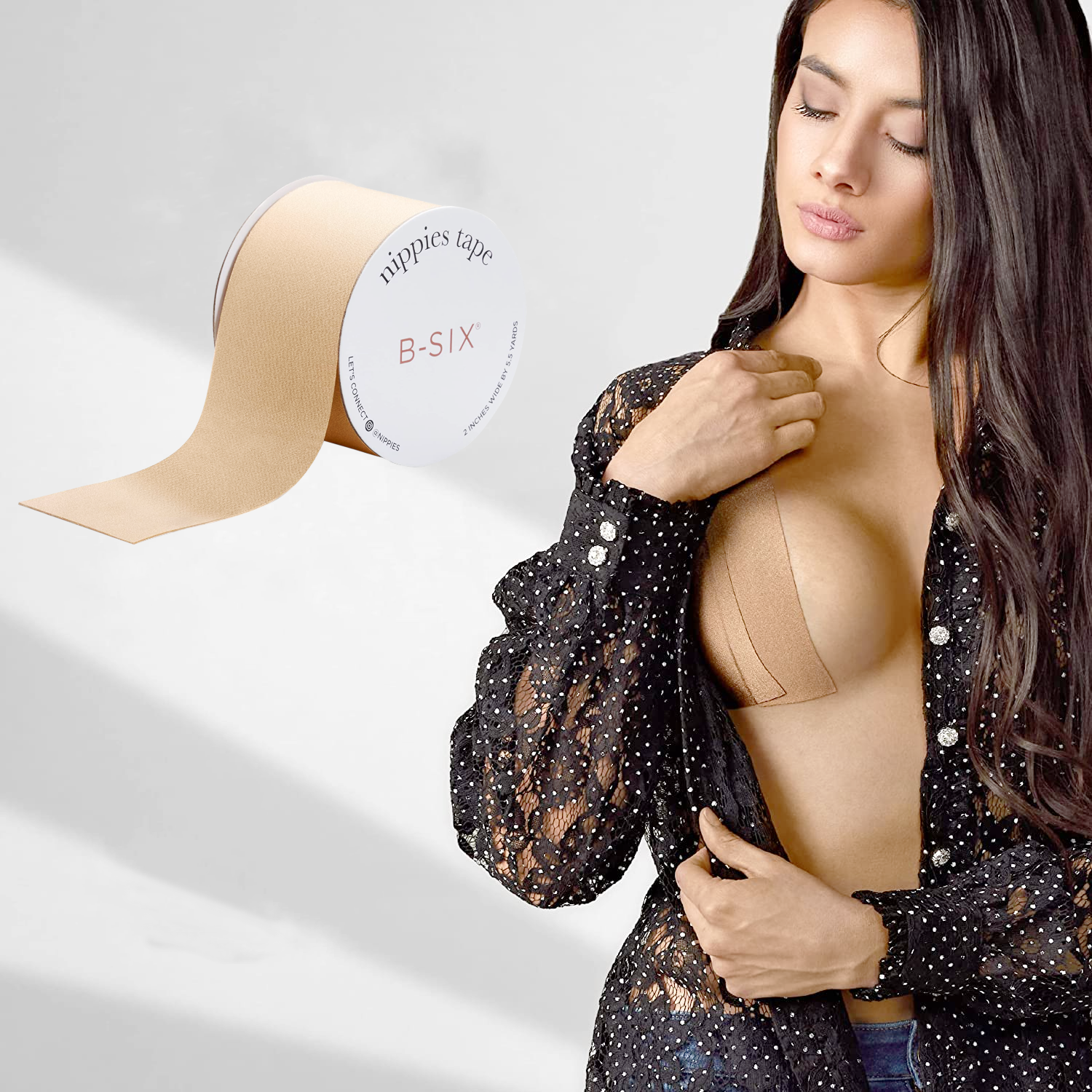 Breast Lift Adhesive Fashion 2-inch Wide Tape For Skin and Body, Invisible Under Clothing - Transparent