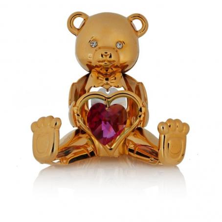 24K Gold Plated Crystal Studded Birthstone Bear Figurine 2 inches