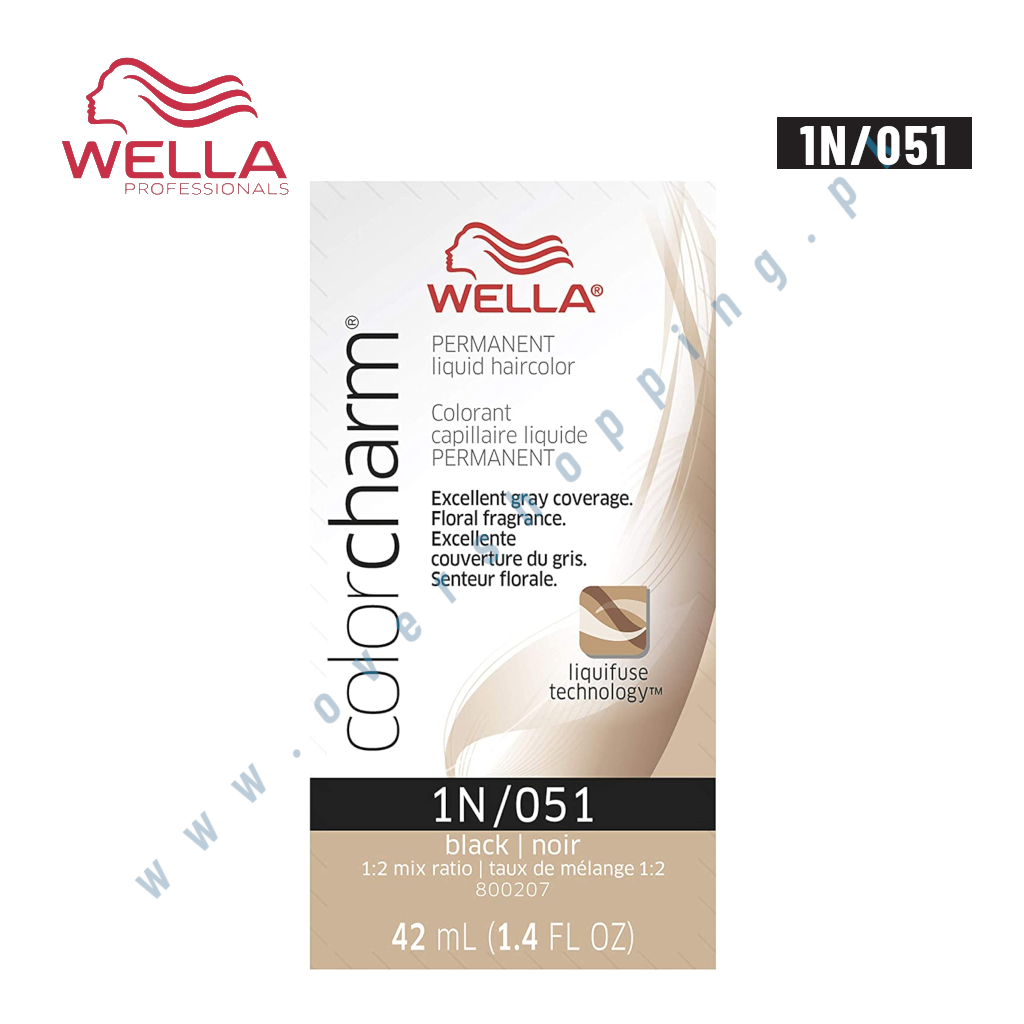 Wella ColorCharm Permanent Liquid Hair Color for Gray Coverage, 1N