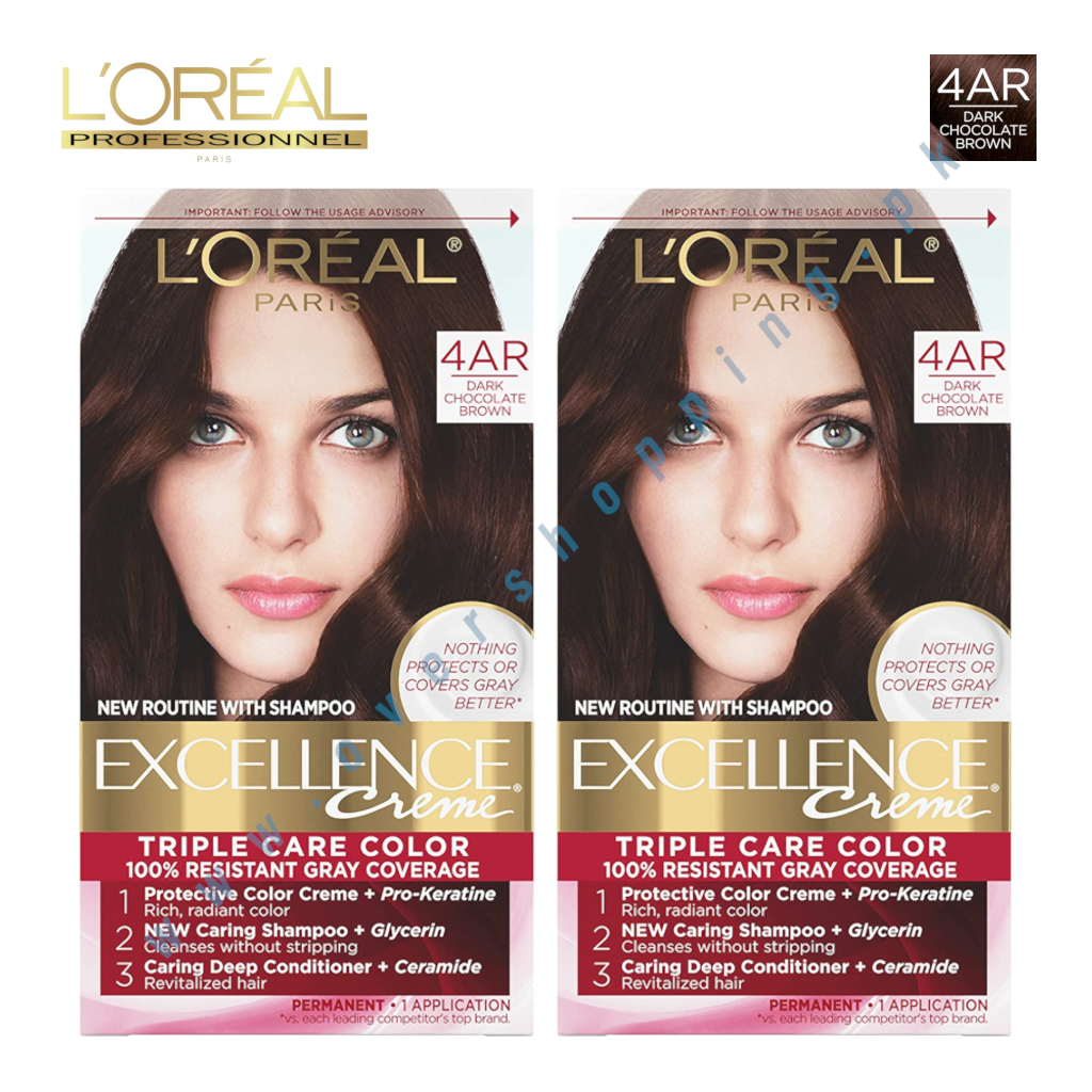 L'Oreal Paris Excellence Creme 100% Permanent Triple Care Hair Color, AR  Dark Chocolate Brown