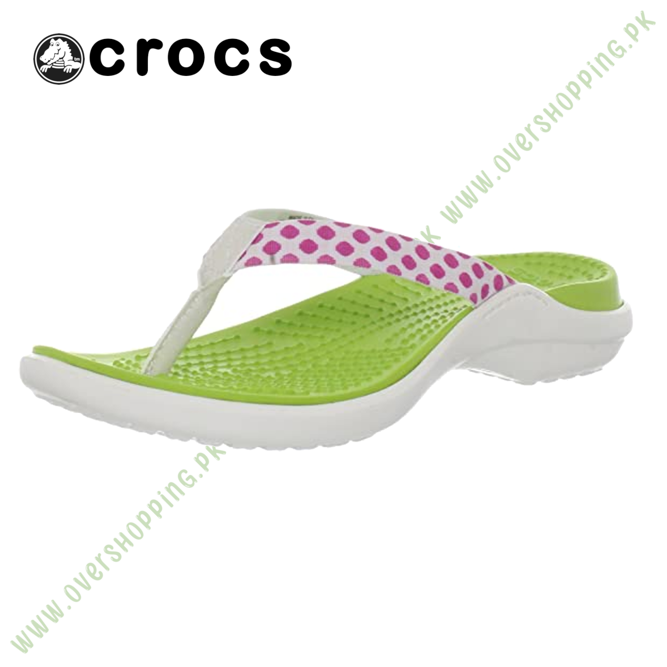 Crocs Women's Capri Polka Dot Flip-Flop, Fuchsia/Oyster