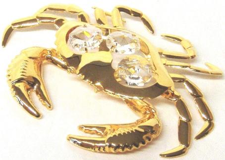 Swarovski Crystal Element Studded Crab Zodiac Figurine Ornament 24k Gold Plated
