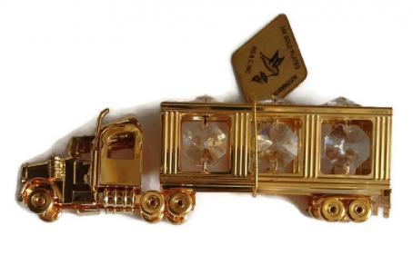 Swarovski Crystal Elements Oil Tanker Figurine - Ornament 24kt Gold Plated