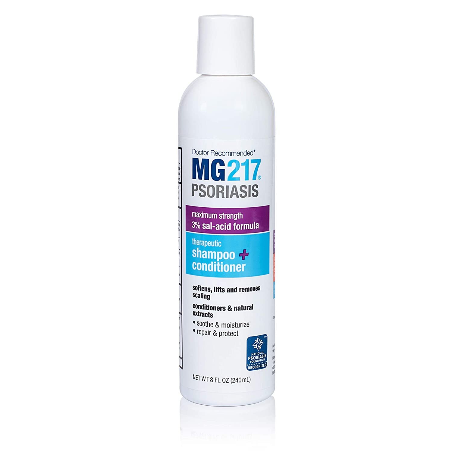 MG217 Psoriasis Scalp Solutions, Shampoo + Conditioner with Maximum Strength 3% Salicylic Acid - 8 Oz (240ml)