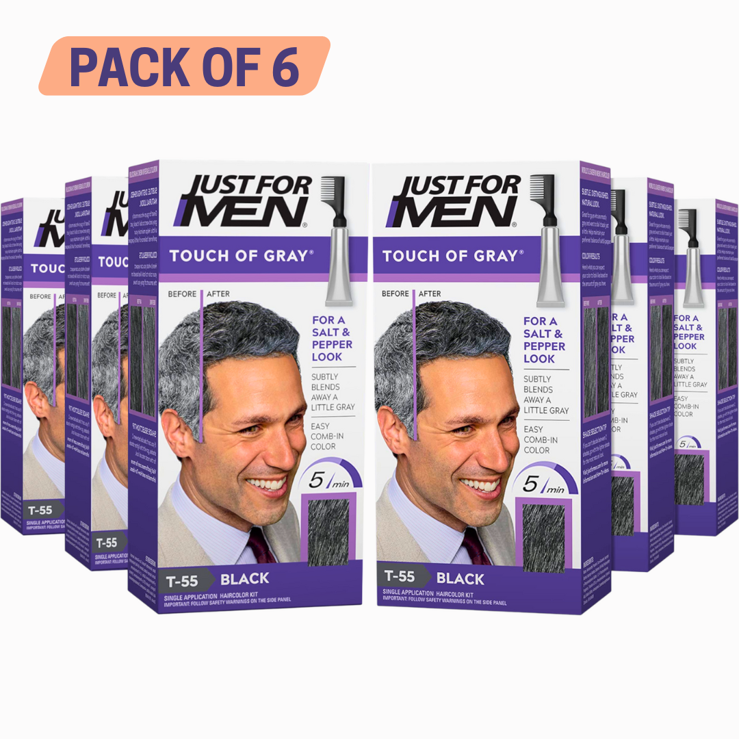 Just For Men Touch of Gray 6-Pack Bundle T-55 Black