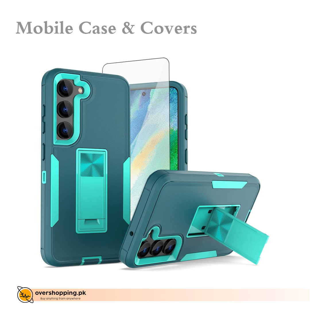 Phone Case for Samsung Galaxy S23 5G with Tempered Glass Screen Protector and Magnetic Kickstand - Teal