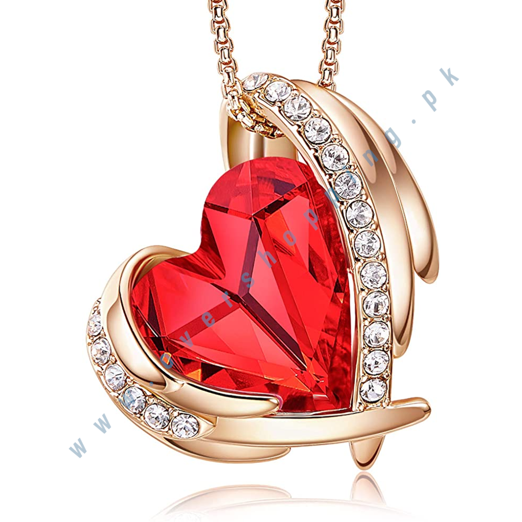 CDE Love Heart Pendant Necklace for Women - Silver Tone and Rose Gold Tone Crystals