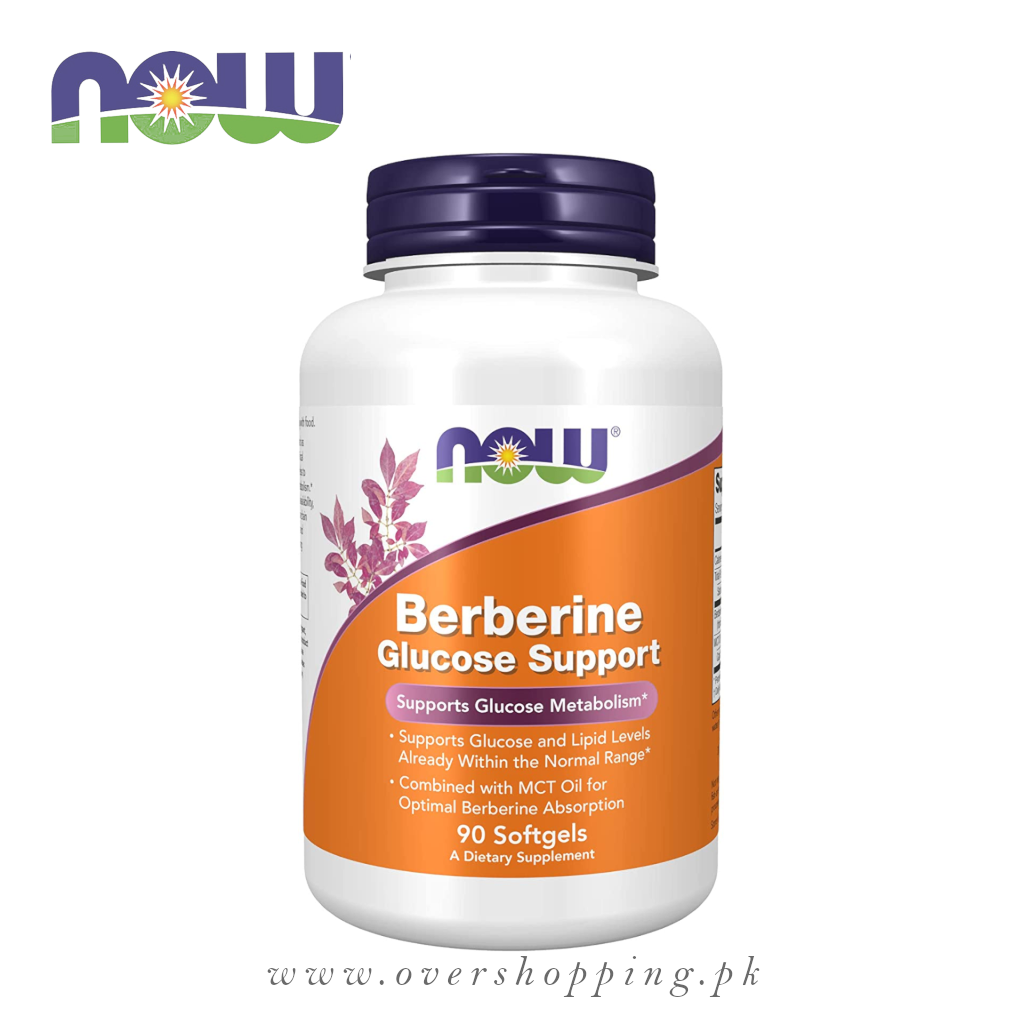NOW Supplements Berberine and MCT Oil Softgels, Glucose Support - 90 Softgels