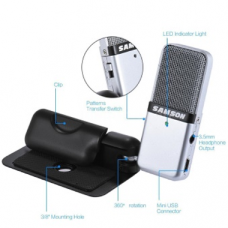 Samson Go Mic Portable Clip-on USB Condenser Microphone for PC Durable V8G5