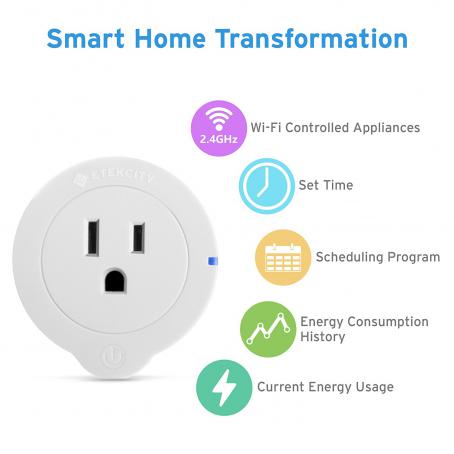 Voltson Wi-Fi Smart Plug Mini Outlet with Energy Monitoring, Works with Amazon Alexa Echo and Google Assistant, No Hub Required, ETL Listed, White