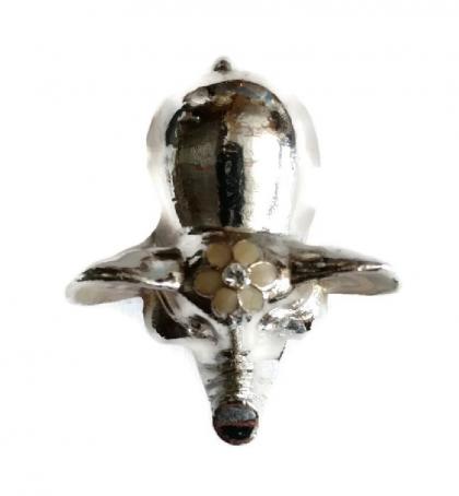 Austrian Crystal Element Studded Pewter Elephant Figurine Silver Plated Ornament