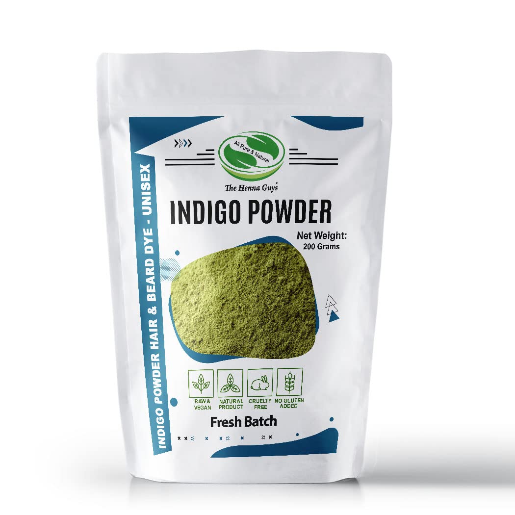 Indigo Powder For Hair Dye / Color - Chemicals Free Hair Color - The Henna Guys - 7.0 Oz (200g)