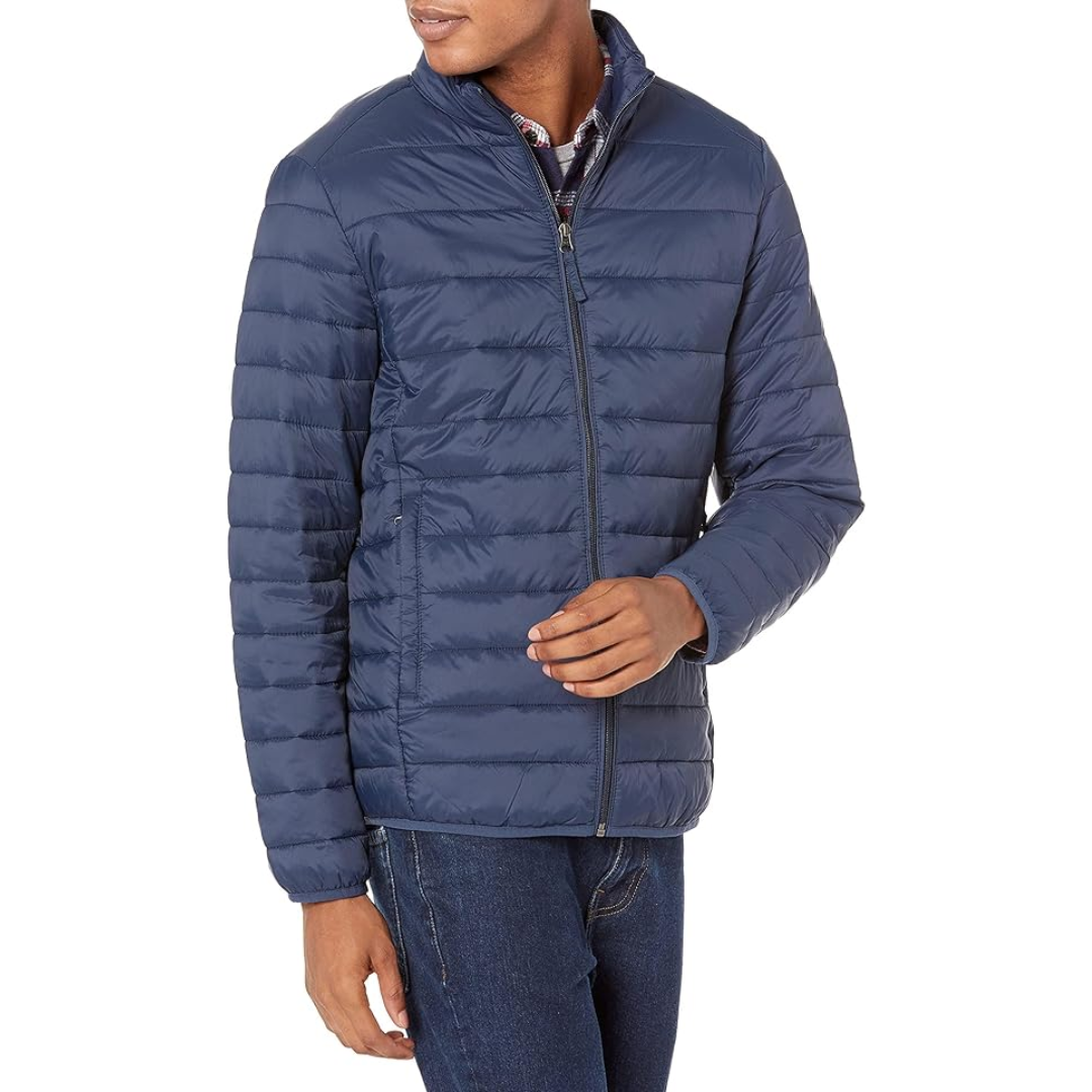 Amazon Essentials Men's Packable Lightweight Water-Resistant Puffer Jacket - Navy