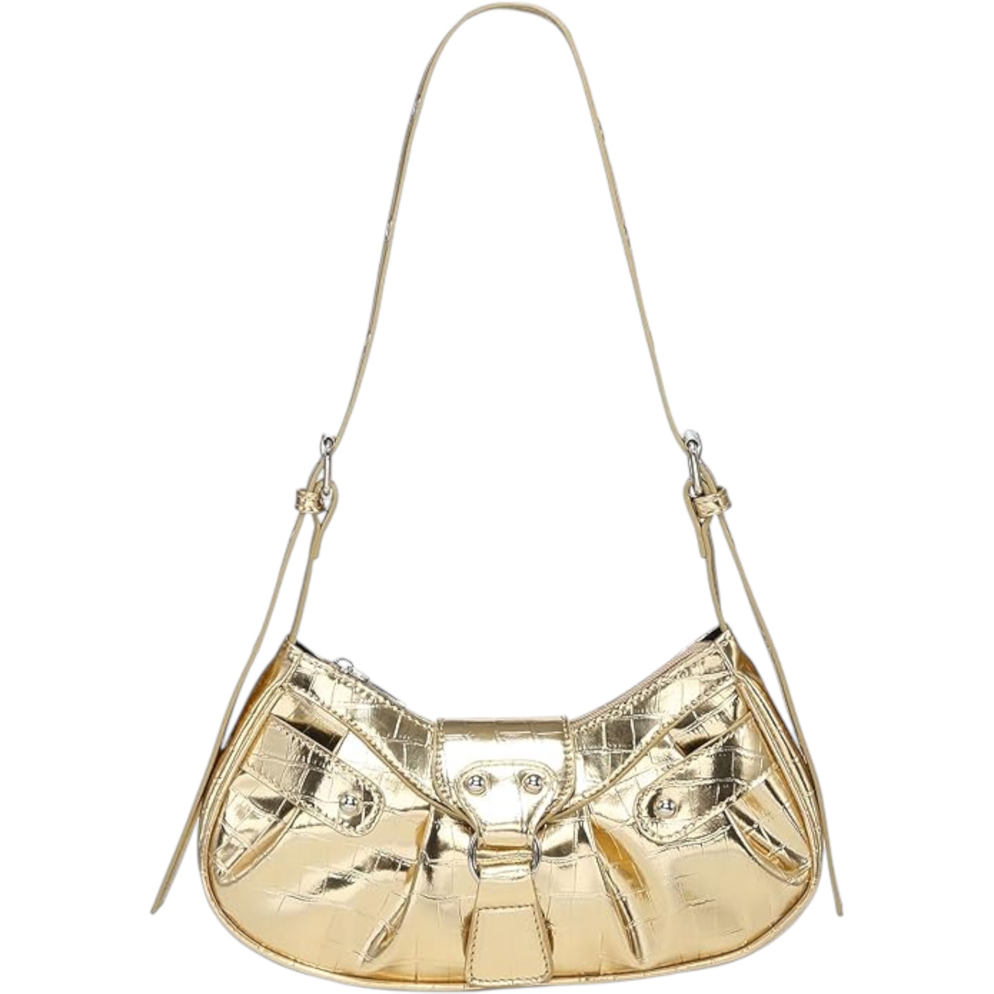 Verdusa Women’s Pleated Metallic PU Leather Hobo Shoulder Bag – Premium Imported Clutch Handbag 