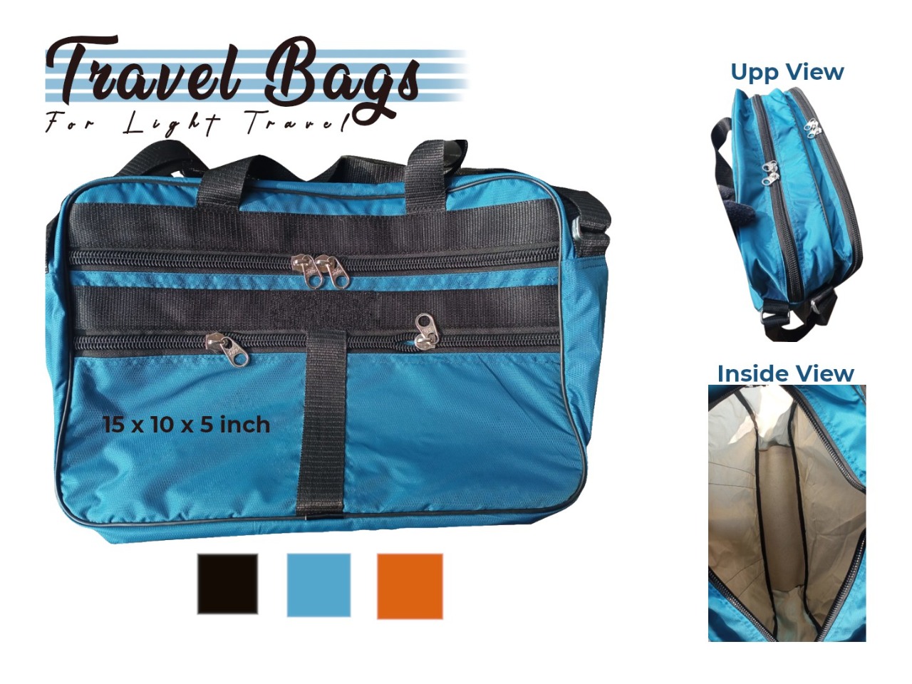 Handmade Travel Bag For Light Travel, Lightweight Travelling Bag - Blue