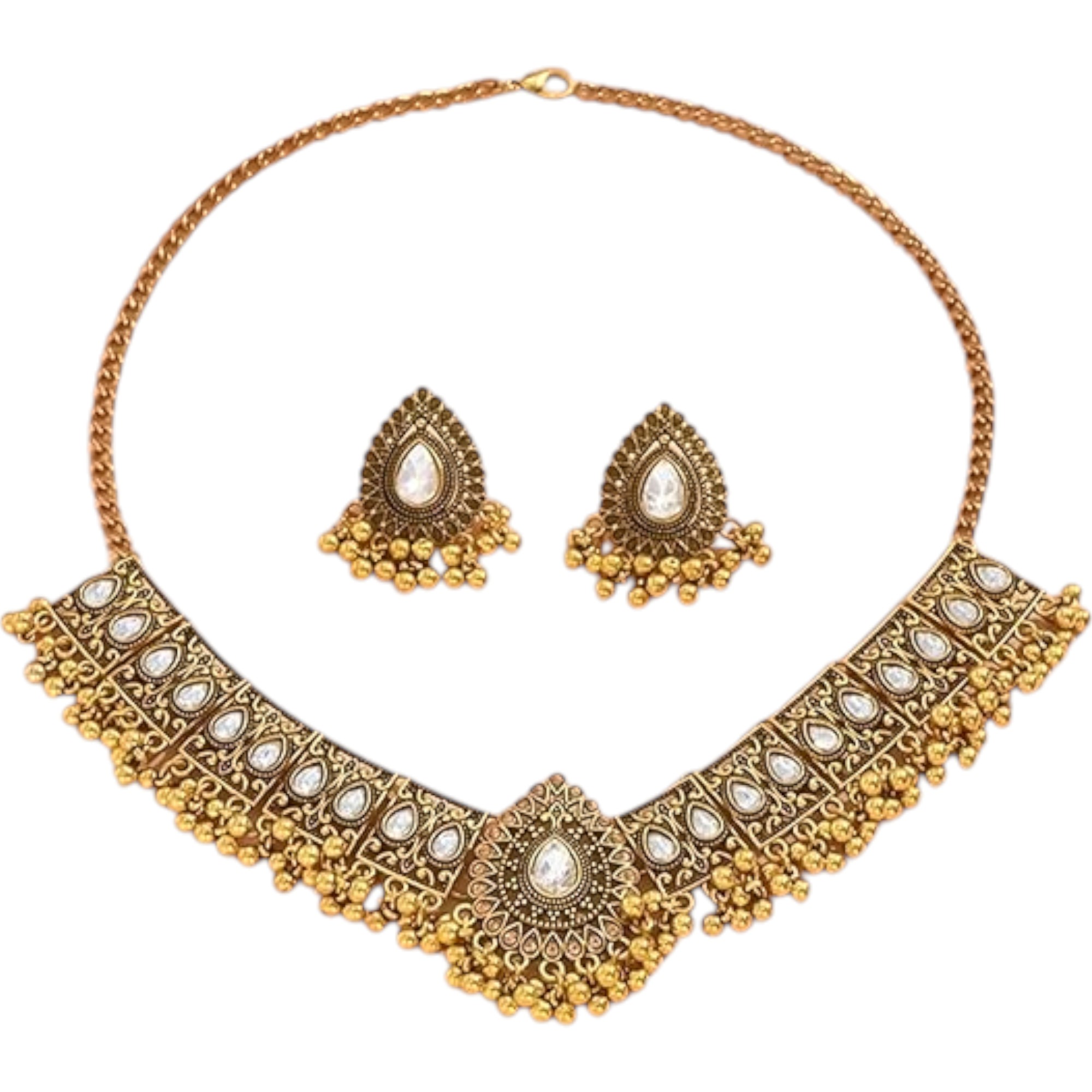 Frodete Indian Jewelry Set for Women | Antique Oxidized Traditional Bridal Necklace & Earrings (Ethnic Party & Prom Wear)