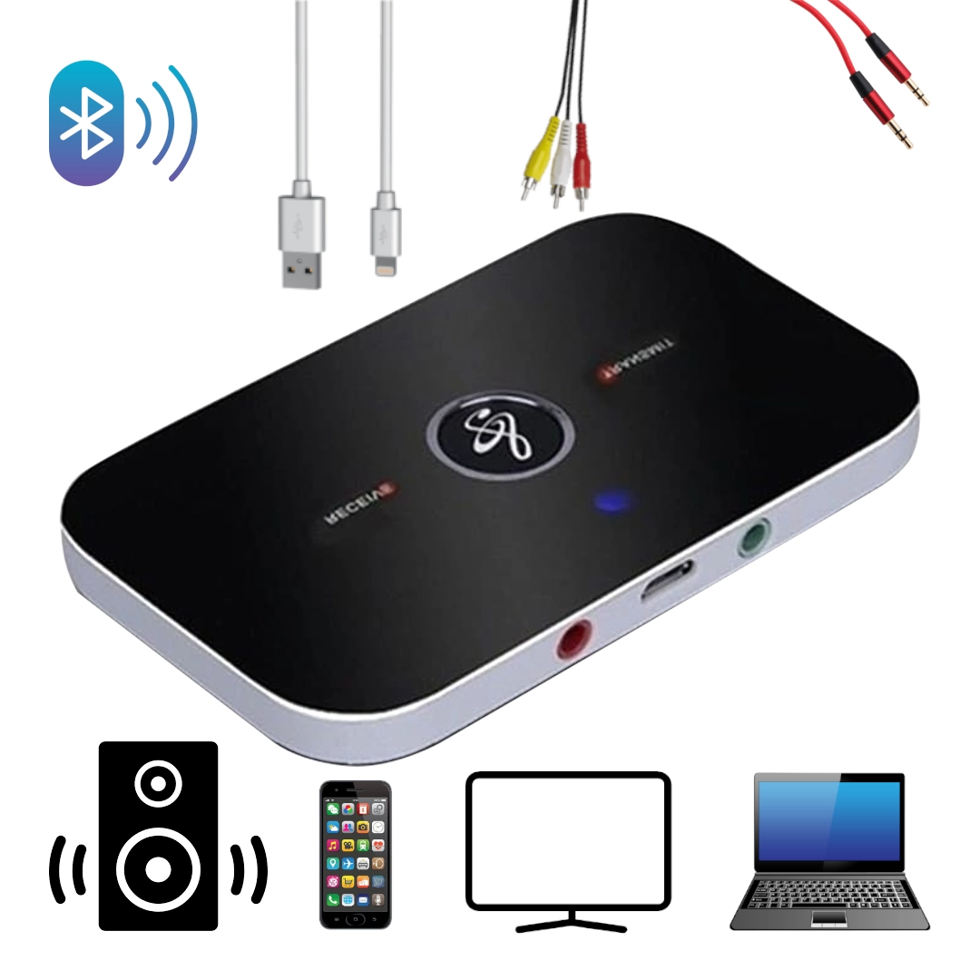 2-in-1 Wireless Bluetooth 5.0 Adapter — Transmitter & Receiver for TV, Smartphone, PC & Home Stereo | aptX Low Latency, USB/3.5mm