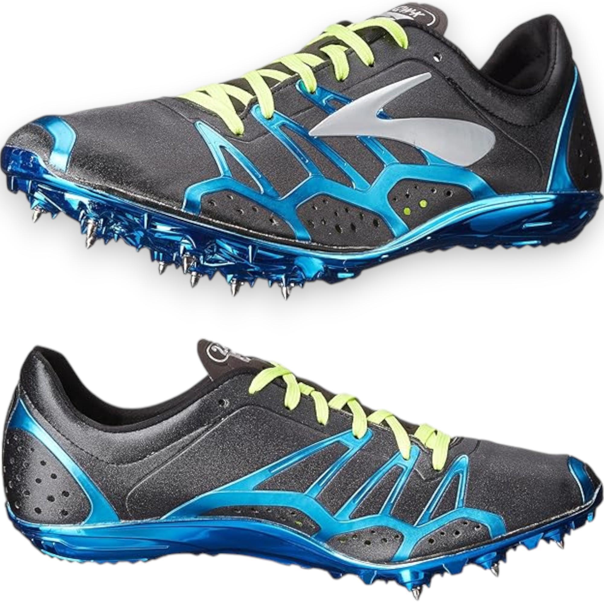 Brooks 2 QW-K Running Spikes – Black Lace-Up Sprint Spikes for Men (Size 5) & Women (Size 6.5 