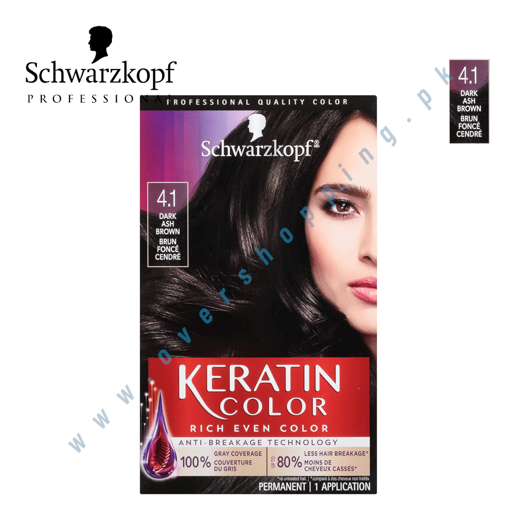 Schwarzkopf Keratin Color Permanent Hair Color Cream - 4.1 Dark Ash Brown