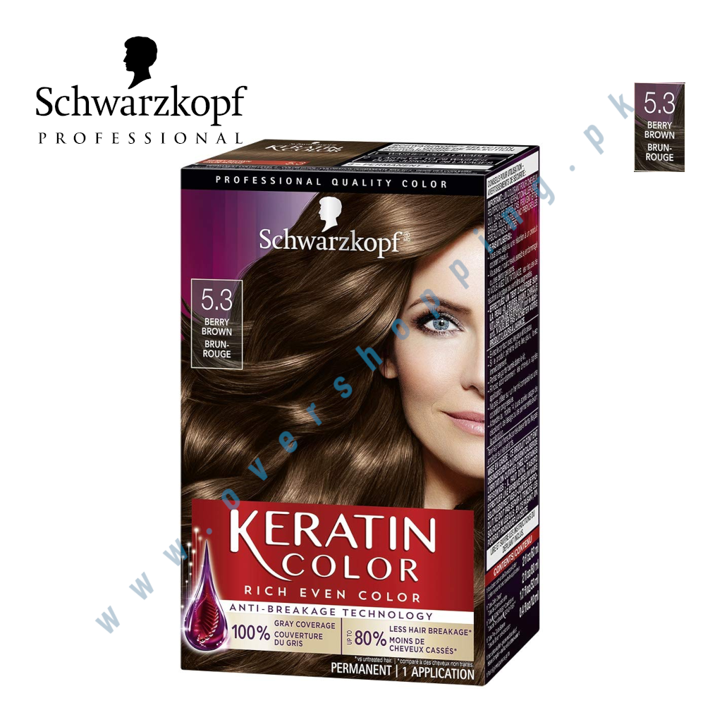 Schwarzkopf Keratin Color Permanent Hair Color Cream - 5.3 Berry Brown