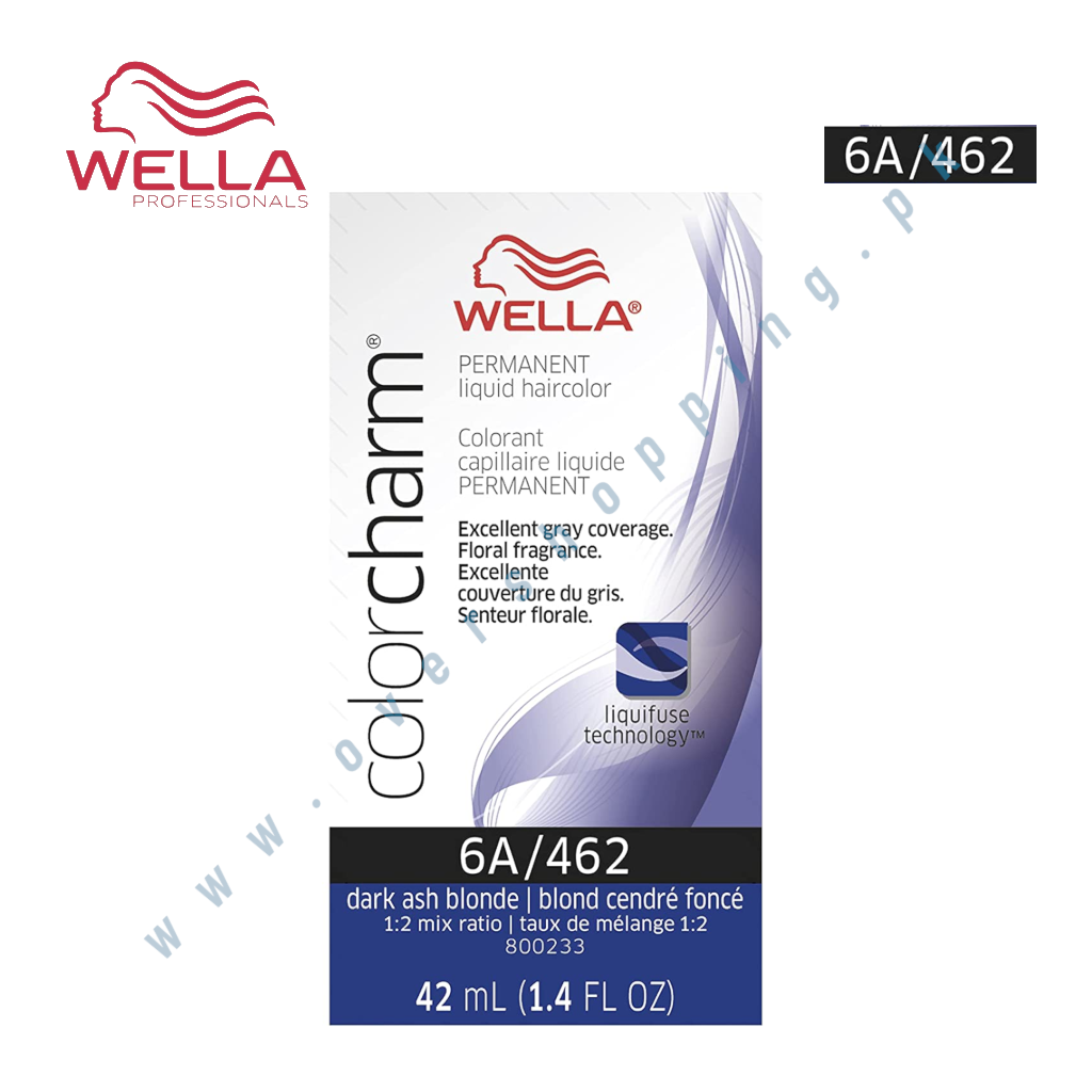 Wella ColorCharm Permanent Liquid Hair Color for Gray Coverage, 6A Dark Smokey Ash Blonde - 1.4 Fl.Oz (42ml)