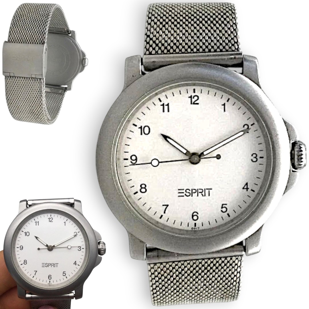 Esprit Watch for Women - 37mm Silver Tone Case & Mesh Band - Round Mineral Crystal Dial - Quartz