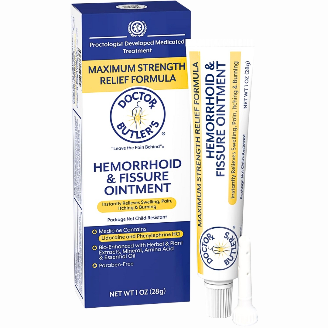 Doctor Butler’s Hemorrhoid & Fissure Ointment with Lidocaine & Phenylephrine HCI – Fast-Acting Relief for Pain, Swelling, Itching & Discomfort – 1 oz | USA Imported via Amazon Pakistan