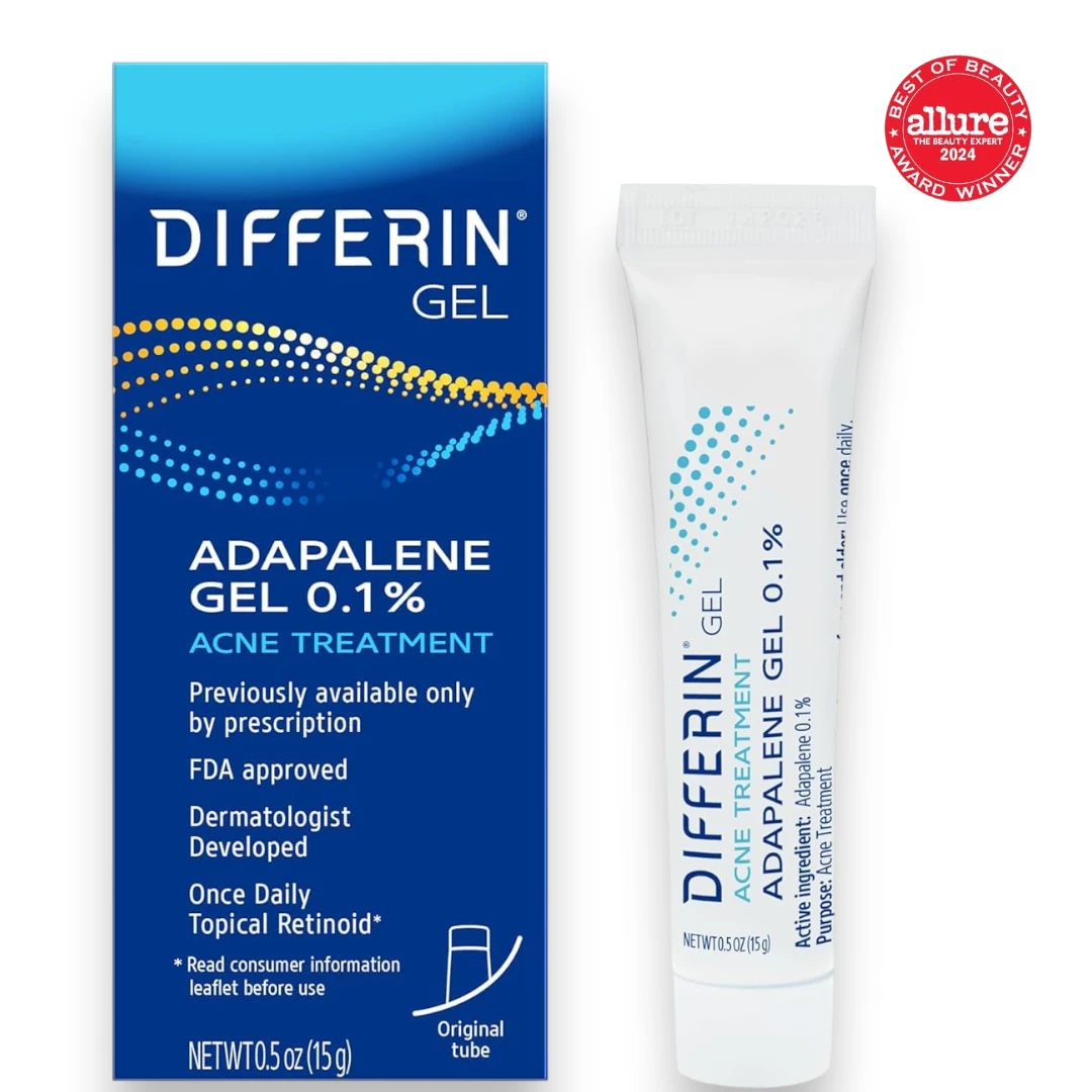 Differin Gel: Powerful Retinoid Acne Treatment for Clear and Smooth Skin, Differin Retinoid Gel, with 0.1% Adapalene, 15g