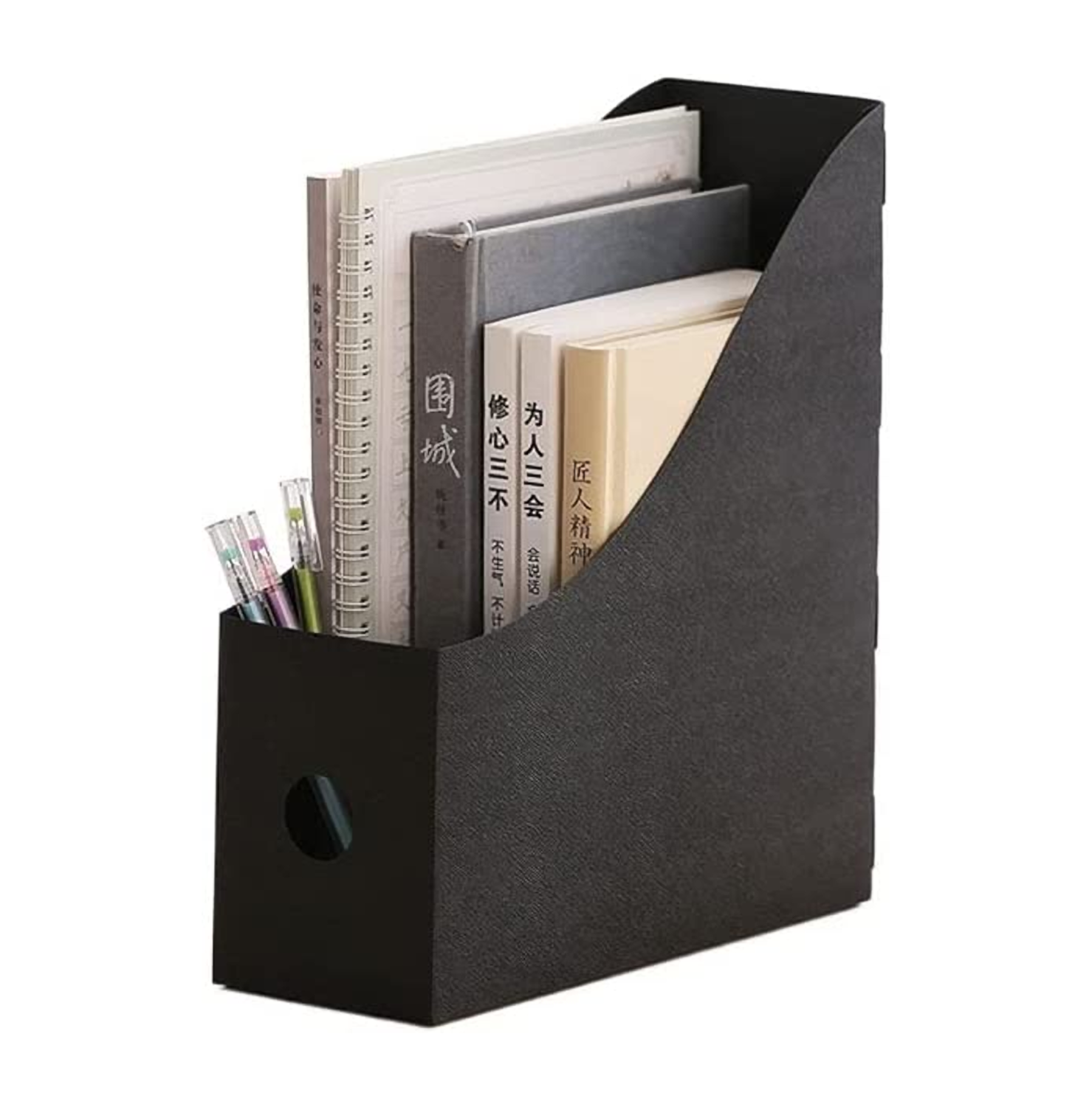 File Storage Box - Foldable File Box Student Desk Accessories Home Office Storage Thick Plastic Container Bookshelf - Black