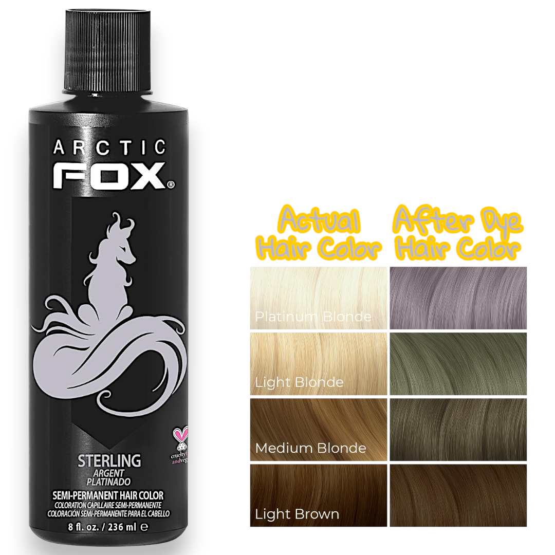 ARCTIC FOX Vegan Hair Color - STERLING (Smokey Silver Grey) - Semi-Permanent Cruelty-Free Dye & Toner - 8 Fl Oz - Ammonia Free, Conditions Hair - Imported for Amazon Pakistan