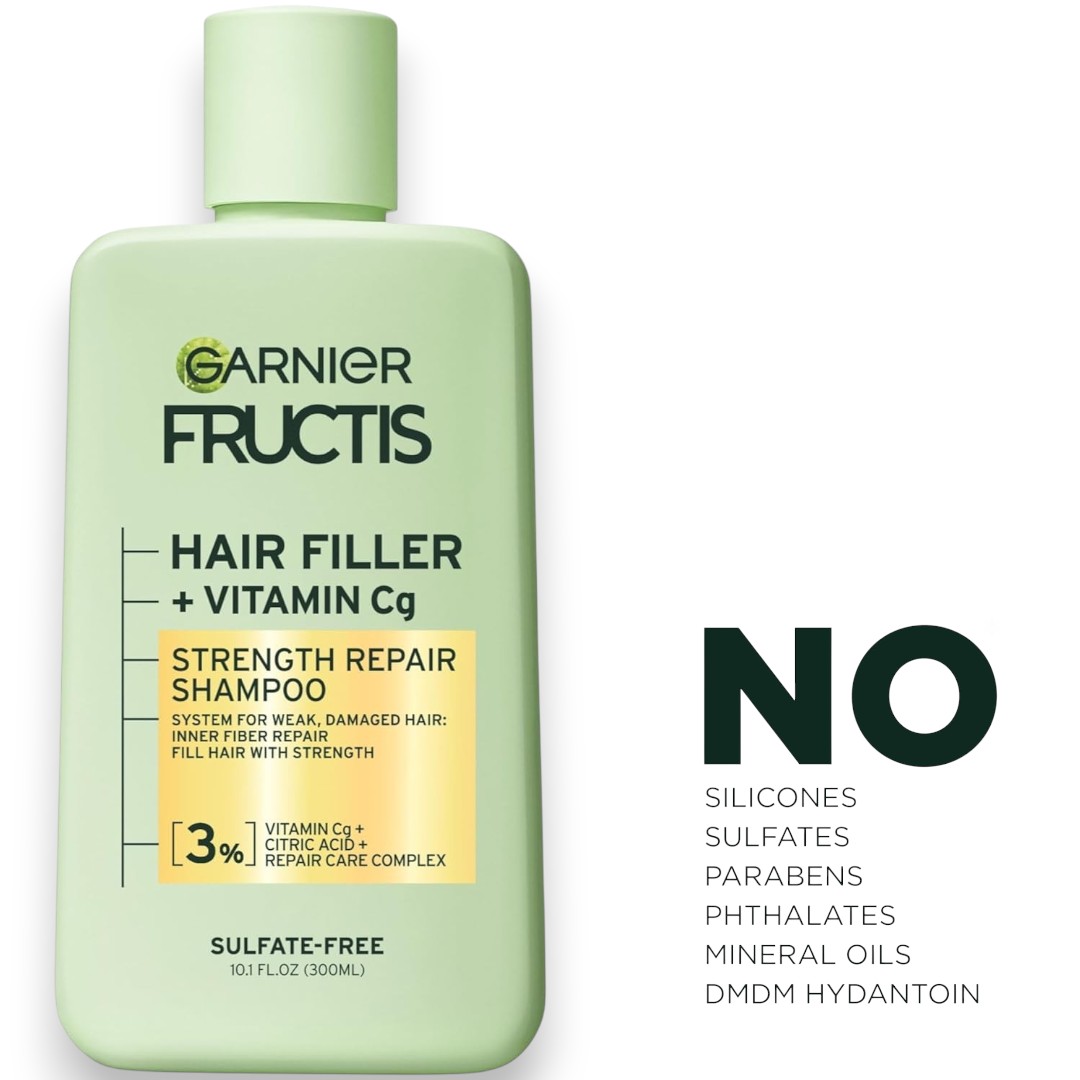 Garnier Fructis Hair Filler Strength‑Repair Shampoo – Vitamin C – Sulfate‑Free 10.1 Fl Oz (USA/UK Import)