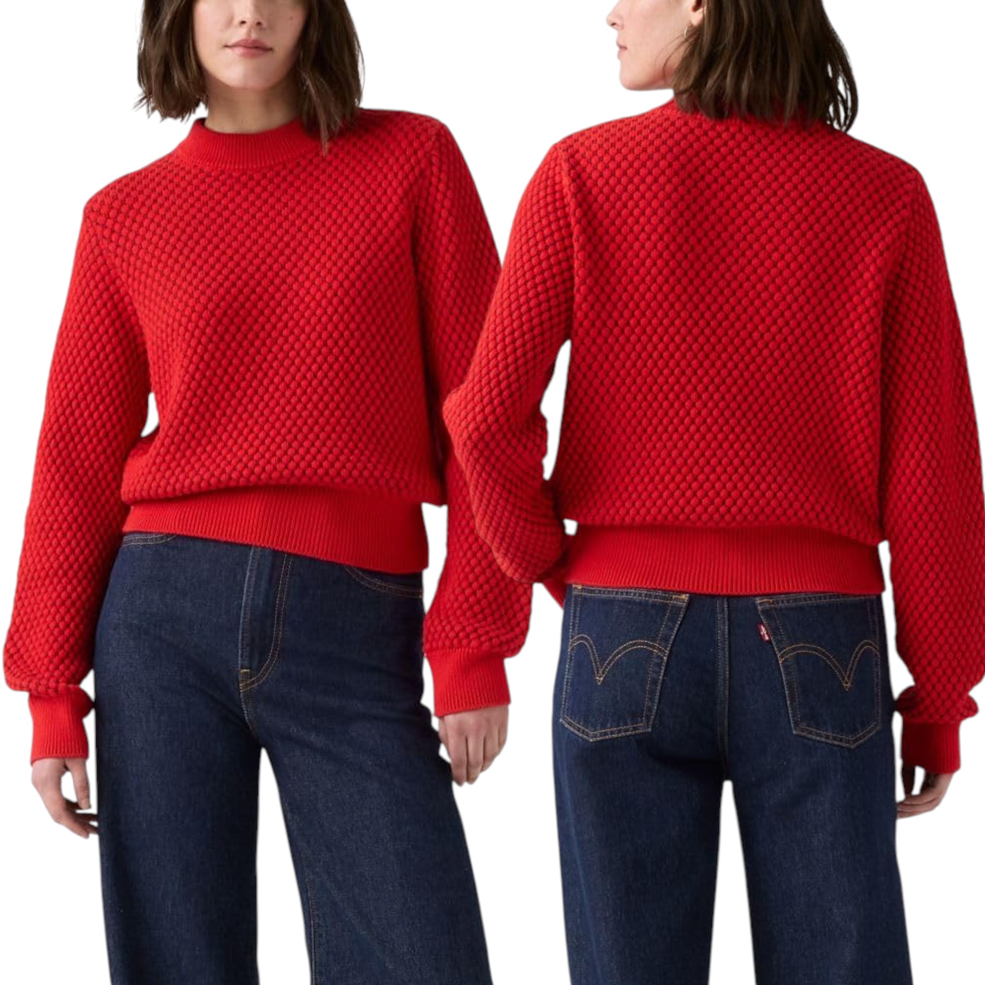 Levi’s Womens Snowflake Crew Pullover Anneli Geo True Red – Premium 100% Cotton Soft Pullover for Stylish Pakistani Women