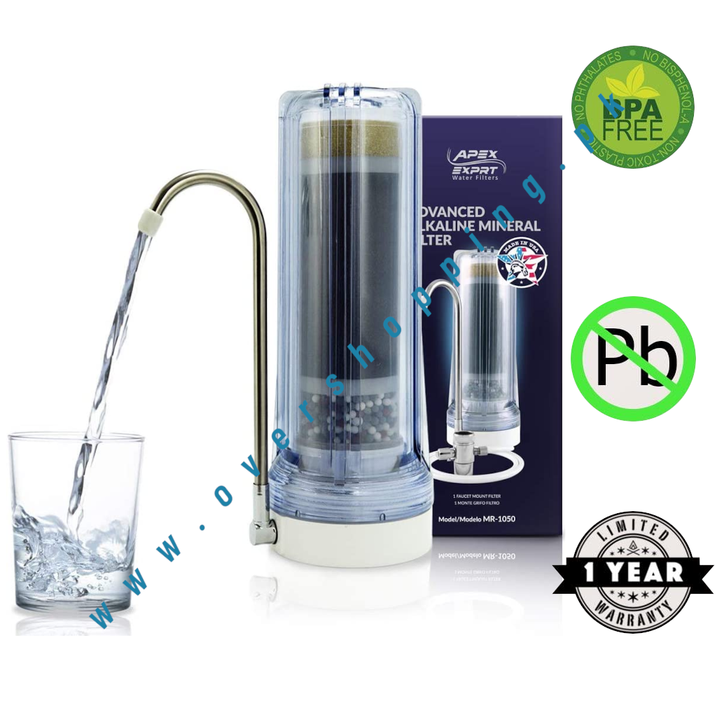APEX MR-1050 Countertop Water Filter, 5 Stage Mineral pH Alkaline Water Filter, Easy Install Faucet Water Filter